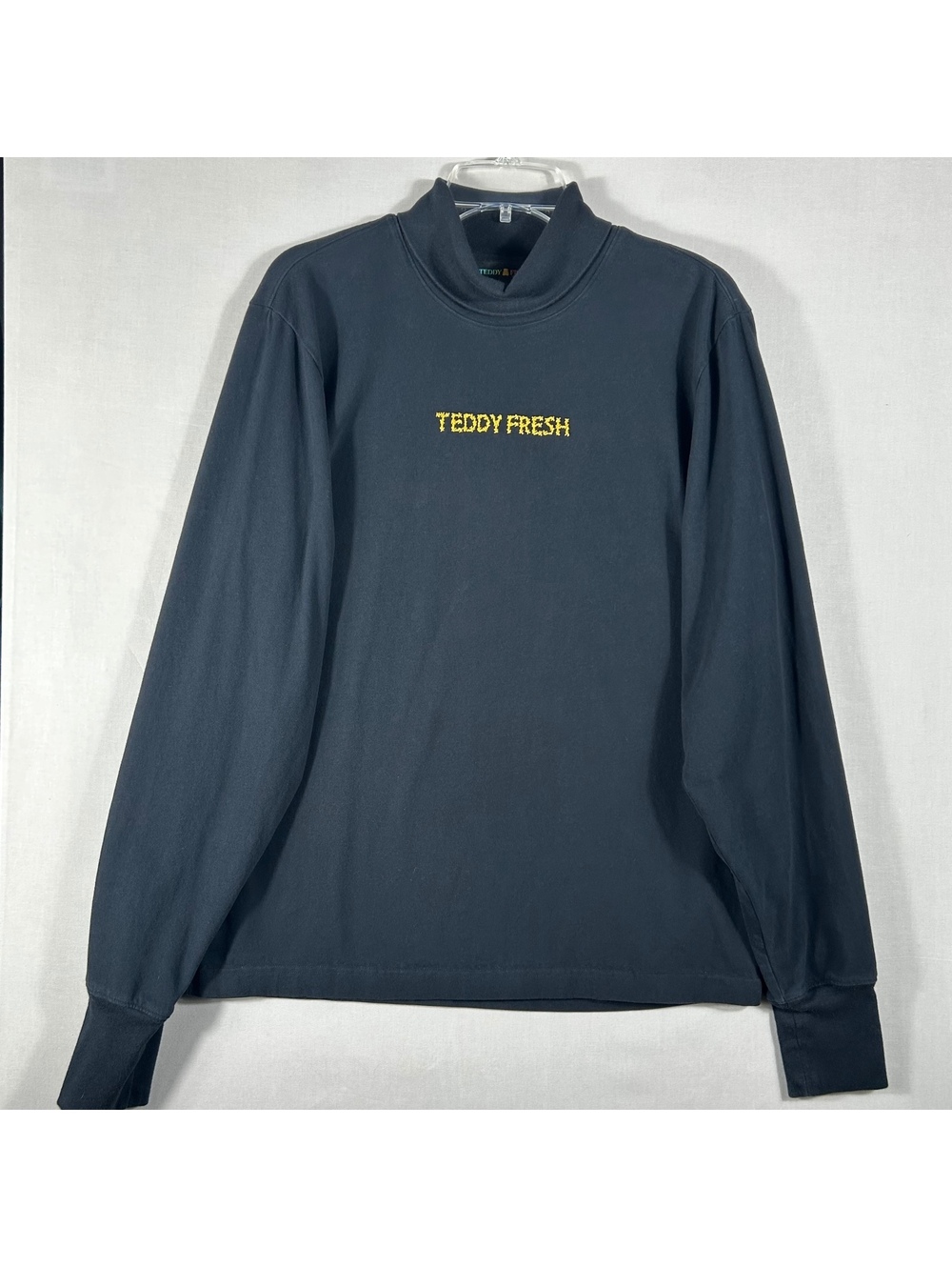 Teddy Fresh Turtle Neck Shirt Mens Medium Black Long Sleeve Logo